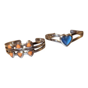 Paparazzi jewelry Tribal Triad Triangle Orange Silver Cuff Bracelet andBlueHeart